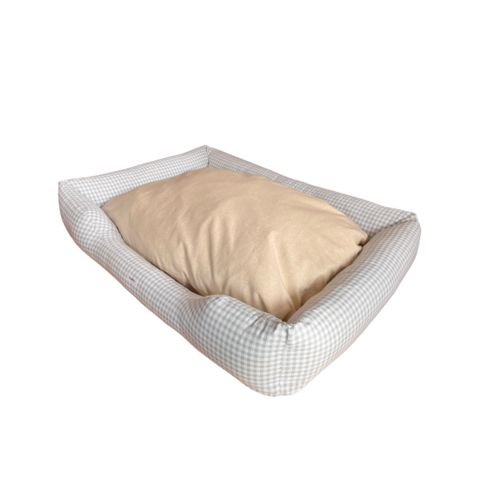 Cama Perro Confort Vichy gris
